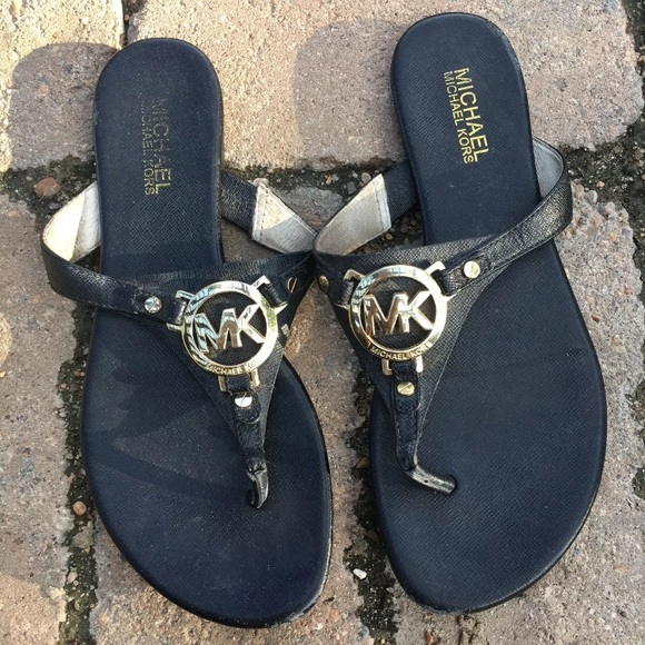michael kors black and gold sandals
